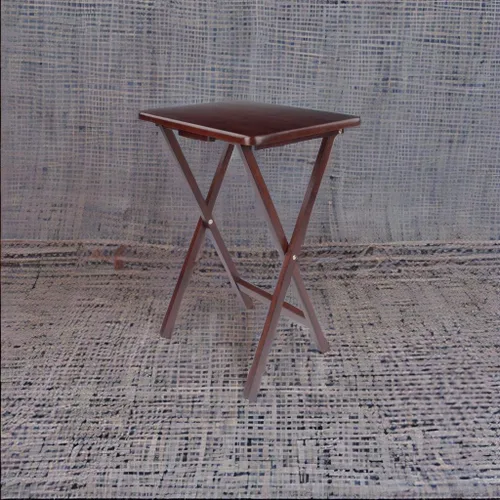 Vista 2 de Ergode Alex - Juego de mesa de aperitivos de 5 piezas, madera maciza, plegable, acabado de nogal antiguo, entretenido, servir, lado del sofá