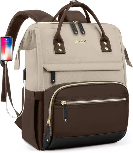Vista 14 de FOCDOD - Mochila para laptop de mujer, para trabajo - Compatible con laptops de 15.6 pulgadas con compartimento para computadora, impermeable