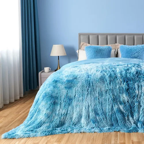 Vista 45 de GONAAP Manta de Tiro Difusa de Piel Sintética Negra Súper Suave Acogedora Felpa Difusa Peluda para Sofá Sillón Cama (Negro, Tiro(50"x60"))