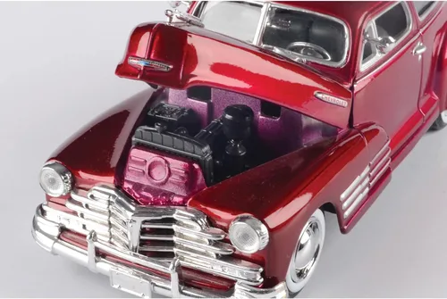 Vista 5 de 1948 Chevy Aerosedan Fleetline, rojo - Motormax Premium American 73266-1/24 escala modelo de automóvil fundido a presión, unisex para niños