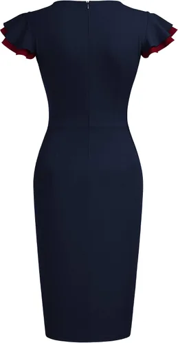 Vista 6 de Miusol Vestido de noche vintage con cuello en V profundo para mujer