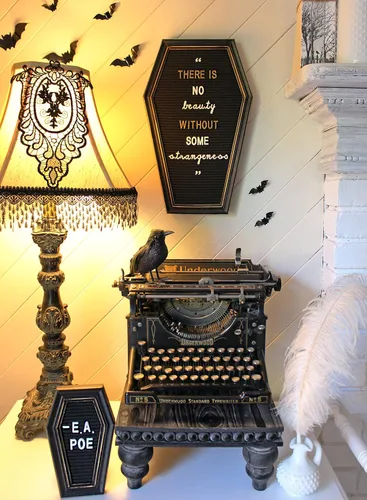 Vista 2 de Letrero de tablero de letras de ataúd [combo grande y mini] – Decoración de bruja, decoración gótica para el hogar, tablero de palabras con letras
