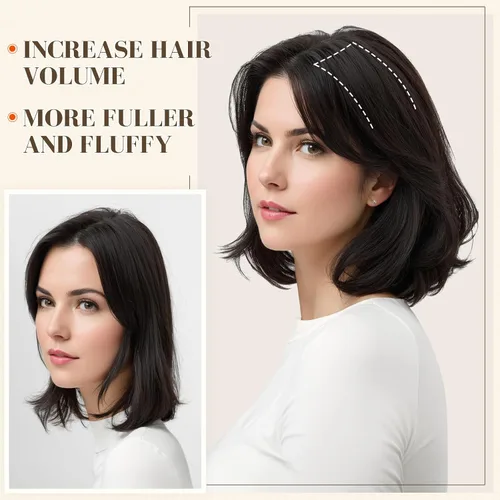 Vista 3 de S-noilite Extensiones de cabello corto con broches, 100% cabello humano real, 2 clips, extensiones con clip para mujeres con cabello delgado, añade