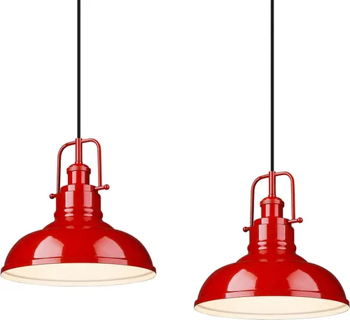 Vista 14 de zeyu Lámpara colgante industrial de 1 luz, lámpara colgante de 11 pulgadas para isla de cocina, pantalla de cúpula de metal en acabado negro mate