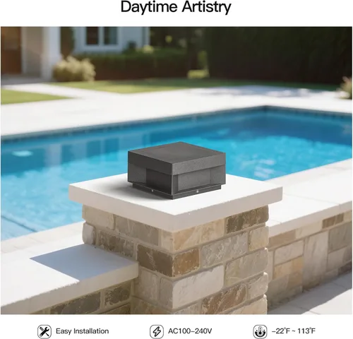 Vista 6 de MVBT Luces de poste al aire libre con cableado fijo, luces de columna de 7.9" AC100-240V, luz de pila moderna impermeable, luz de tapa de poste