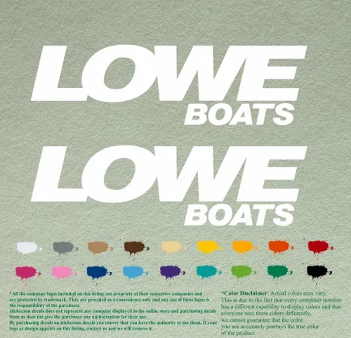 Vista 16 de Par de calcomanías de vinilo de repuesto compatibles con Lowe Boats, motor fuera de borda, juego de 2 (12 pulgadas, negro 070)