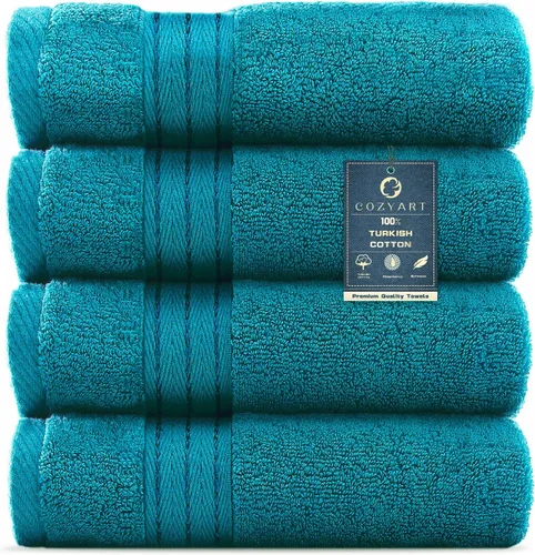 Vista 61 de COZYART - Juego de 6 toallas de baño de algodón turco, color azul claro, suaves, altamente absorbentes y duraderas, 19.17 oz/yd², incluye 2 toallas