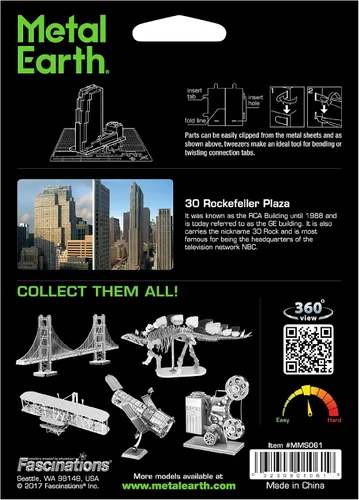 Vista 2 de Metal Earth 30 Rockefeller Plaza 3D Metal Model Kit Bundle con pinzas Fascinaciones