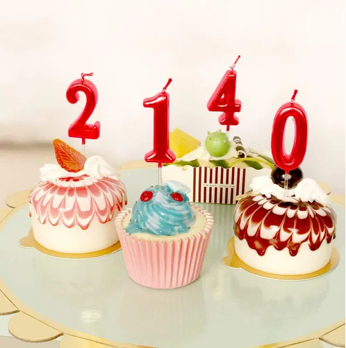 Vista 3 de NEWCANDLE - Velas de cumpleaños con purpurina roja