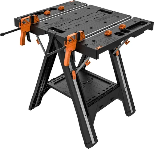 Vista 9 de Worx WX065.3 Caballetes de sujeción con abrazaderas de barra y regla triangular de metal de 7 pulgadas