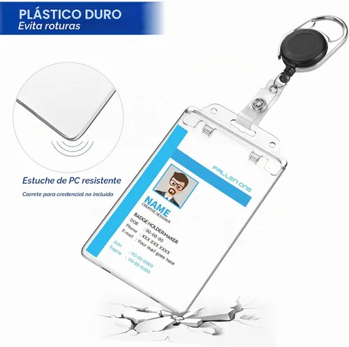 Vista 5 de Fallen One - Paquete de 2 soportes transparentes para tarjetas de identificación de plástico duro, cierre permanente, vertical, resistente