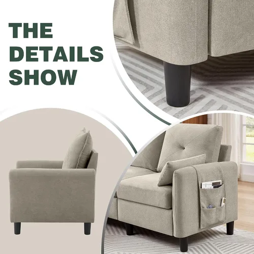 Vista 3 de Sofá Seccional Convertible, Sofá Pequeño en Forma de L de 77 pulgadas, Sofá de 3 Asientos con Chaise de Almacenamiento Reversible y Conjunto
