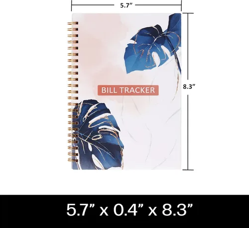 Vista 4 de Rastreador de pagos de facturas. Cuaderno A5 planificador de facturas con encuadernación en espiral y bolsillo trasero - Organizador de finanzas