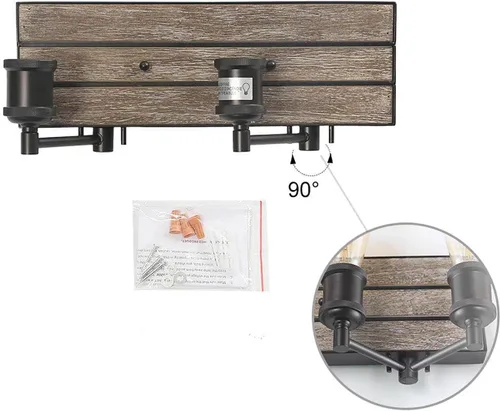 Vista 6 de LOG BARN Lámparas de baño de granja, 2 luces de tocador para baño, 13.8 pulgadas de madera sintética rústica, luces de iluminación sobre espejo