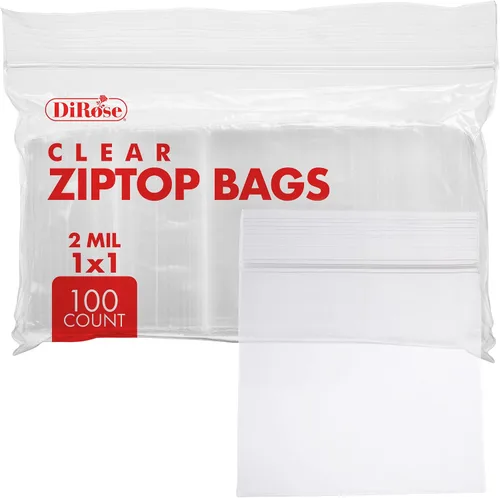Vista 9 de DiRose Paquete de 1000 bolsas de plástico transparentes con cierre de 2 mil de 1 x 1 pulgada, cierre superior resellable para almacenamiento