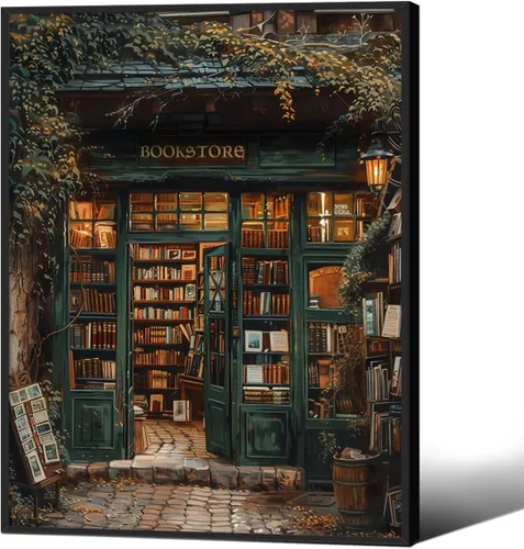 Vista 23 de Haitunone Arte de Pared de Lectura Femenina Victoriana Academia Oscura Libros Melancólicos Póster Pintura al Óleo Antigua Impresiones en Lienzo