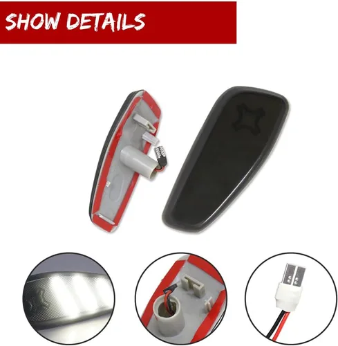Vista 3 de Kit de lámparas de marcador lateral LED blanco con lente ahumada, compatible con Jeep Renegade 2014, 2015, 2016, 2017, 2018, 2019, 2020, 2021, 2022