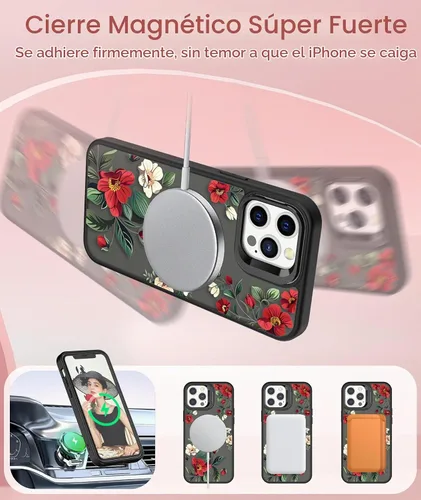 Vista 5 de Dretal para Funda iPhone 12, Funda iPhone 12 Pro Floral, con Protector de Pantalla, Soporte para Cámara, Protección de Grado Militar, Funda