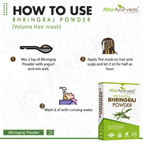 Vista 6 de Polvo natural de Bhringraj para cabello sano, apoya la fuerza del cabello y el cuidado del cuero cabelludo, hierba Bringaraja pura, sin aditivos ni