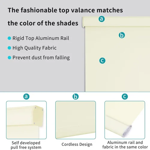 Vista 2 de MYshade Persianas enrollables opacas sin cordón personalizadas, con cubierta de cenefa, oscurecimiento de habitación para el hogar, oficina, baño