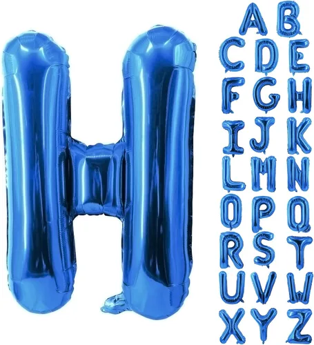 Vista 74 de Globos de letras azules de 40 pulgadas, globo grande del alfabeto de aluminio de Mylar para decoración de cumpleaños, boda, aniversario, graduación