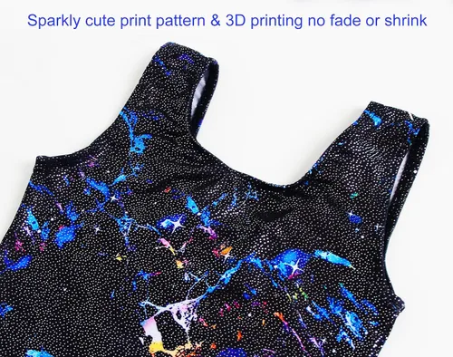 Vista 4 de Domusgo Leotardos de gimnasia para niñas, trajes brillantes de una pieza