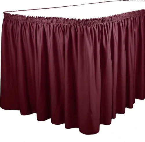 Vista 13 de TableLinensforLess Faldón de mesa de poliéster, altura de mesa (13 pies, plisado, bosque)