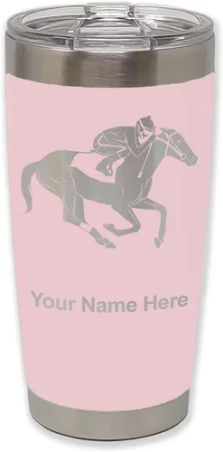 Vista 15 de LaserGram Vaso aislado al vacío de 20 onzas, carreras de caballos, grabado personalizado incluido (negro)