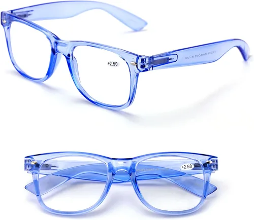 Vista 8 de 2 pares de anteojos de lectura transparentes de color neón de lujo, cómodos y elegantes para lectores simples