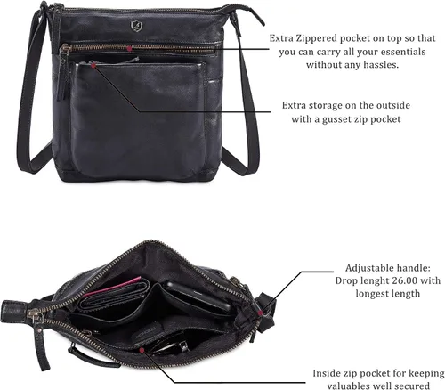 Vista 2 de Bolso cruzado de cuero real para mujer, bolso cruzado de viaje, bolso de hombro, pequeño bolsillo vintage
