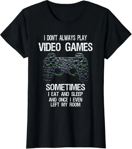 Vista 53 de Funny Gamer Video Games - Camiseta para niños y adolescentes, ajuste clásico, color negro, mezcla de algodón, Negro