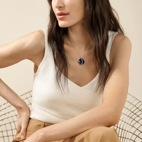 Vista 3 de Skagen Collar con colgante de cristal de mar de plata, oro rosa o dorado para mujer