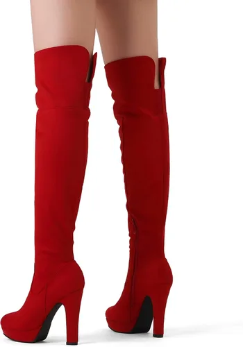 Vista 4 de DREAM PAIRS - Botas altas por encima de la rodilla para mujer, con tacón grueso y plataforma