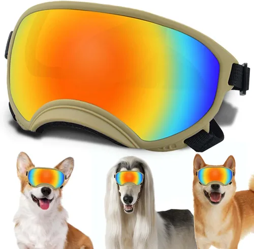 Vista 32 de Gafas de sol para perros medianos con correa ajustable, protección UV, gafas de sol para cachorros a prueba de viento, adecuadas para mascotas