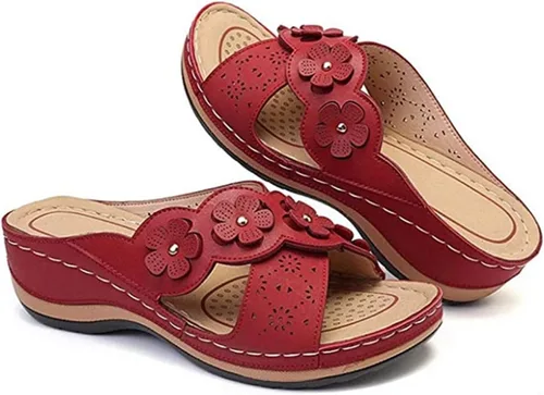 Vista 30 de Ladmiple Sandalias ortopédicas florales de moda 2023 con soporte de arco, zapatillas romanas casuales con puntera abierta