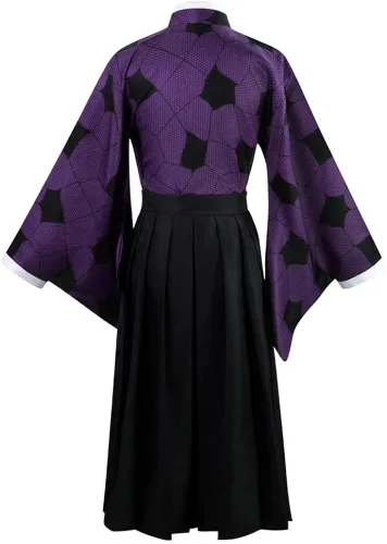 Vista 3 de Mroirdcly Disfraz de anime Demon Kokushibou para cosplay, color morado, negro, kimono, uniforme de Halloween