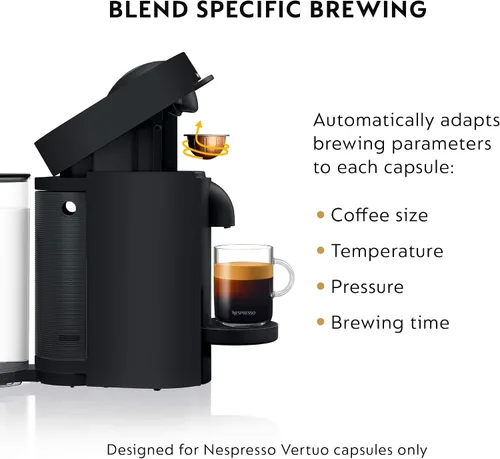 Vista 5 de Nespresso Vertuo Plus Deluxe Cafetera y Máquina de Espresso por De'Longhi, Negro Mate