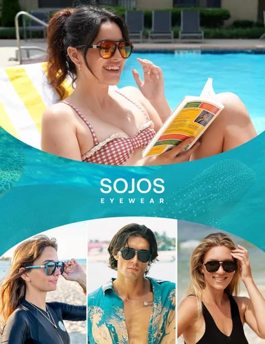 Vista 6 de SOJOS Ocean Collection Polarized Retro Oversized Aviator Sunglasses Women Men Recycled Plastic Eco-Friendly, Constellation