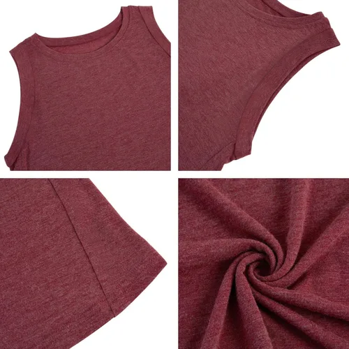 Vista 5 de Camiseta sin mangas de verano para mujer, ajuste holgado, casual, cuello redondo, básica