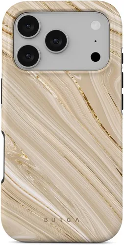 Vista 75 de BURGA - Funda p/teléfono compatible con iPhone 13 Pro, carcasa rígida híbrida de 2 capas + Funda protectora de silicona, almendras latte a lunares