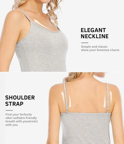 Vista 2 de Air Curvey 4 camisolas para mujer, camisolas básicas, camiseta ajustable, camiseta sin mangas con tirantes delgados
