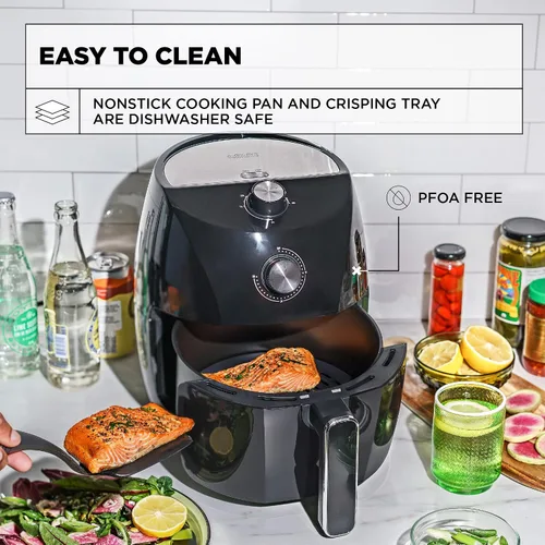Vista 6 de Crux Freidora de aire manual de 3.7 cuartos de galón, precalentamiento más rápido, sin aceite, comida rápida y saludable cocinada uniformemente cada