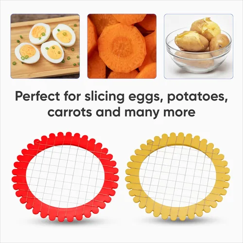 Vista 6 de Cortador de huevos para huevos duros – Cortador manual de ensalada de papas, zanahorias y huevos – Picador de huevos de plástico para huevos duros