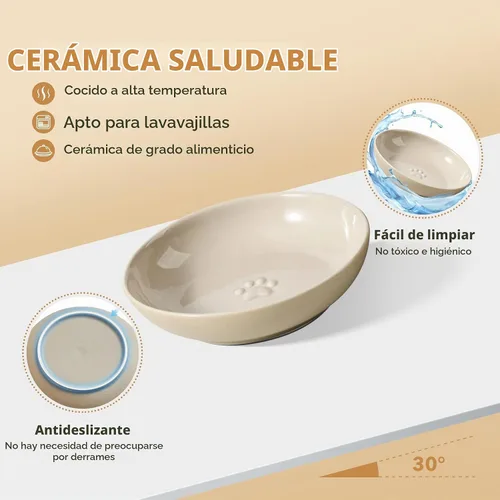 Vista 3 de Havniva Cuencos elevados para gatos, juego de cuencos de comida y agua para Latte Vintage