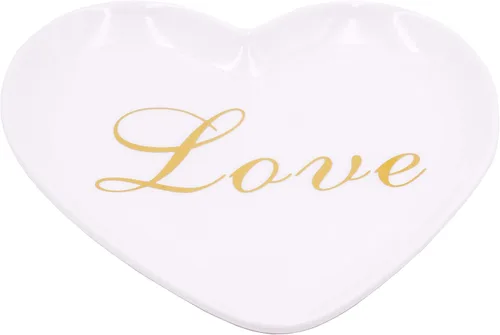 Vista 2 de Stephanie Imports Plato de cerámica en forma de corazón y plato decorativo para joyas