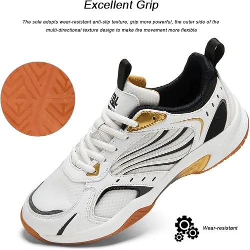 Vista 3 de Maylrvjv Zapatos de bádminton para hombre, ligeros, resistentes al desgaste, para entrenamiento de cancha, raqueta, squash, tenis atléticos