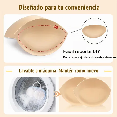 Vista 7 de Almohadillas de brasier para reforzar el pecho, copa de traje de baño push Beige
