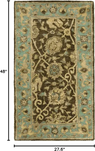 Vista 2 de SAFAVIEH Colección Antigüedad - Alfombra decorativa - 2.3 x 4 pies, marrón y verde, lana tradicional oriental hecha a mano, ideal para áreas de alto