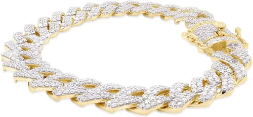 Vista 2 de SAVEARTH DIAMONDS Pulsera de eslabones de moissanita creada en laboratorio de corte redondo de 9 12 quilates, 0.472 in de ancho, en oro de 14