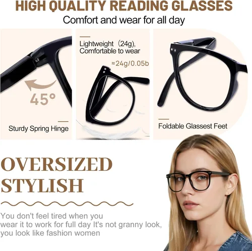 Vista 4 de OCCI CHIARI Oversized Reading Glasses for Women Wide Frame Readers